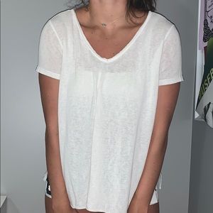 White v-neck tee